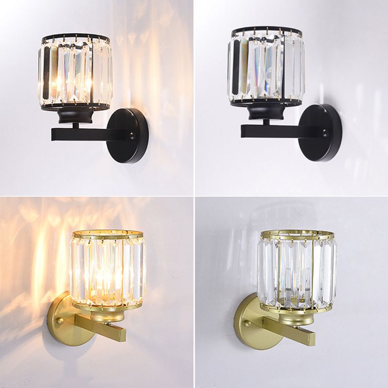 Crystal Half Cylinder Shape Wall Lights Modern Style 1-Light Wall Light Sconce