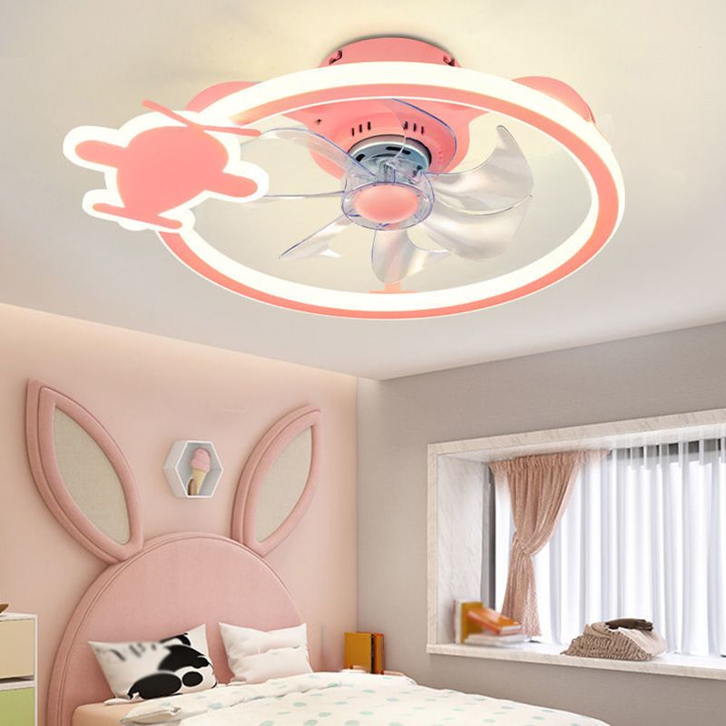 Kids LED Ceiling Fan Lamp Airplane Metal Fan Lighting for Bedroom