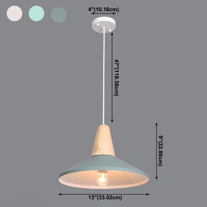 Houten kegel hanglamp in moderne beknopte stijl gelakte ijzeren macaron hangende lamp