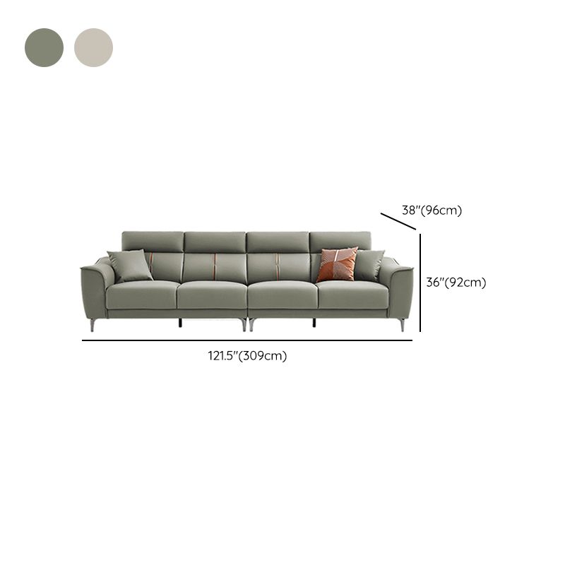 Contemporary Style Faux Leather Solid Color Sewn Pillow Back Sofa