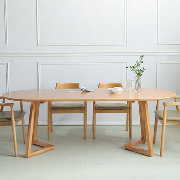 Modern Oval Dining Table Pine Solid Wood Dining Table for Kitchen