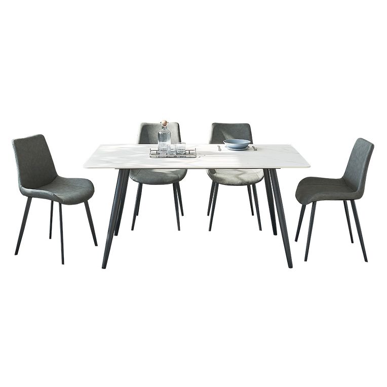 Mesa de comedor de rectángulo industrial de metal mesa de piedra sinterizada para comedor