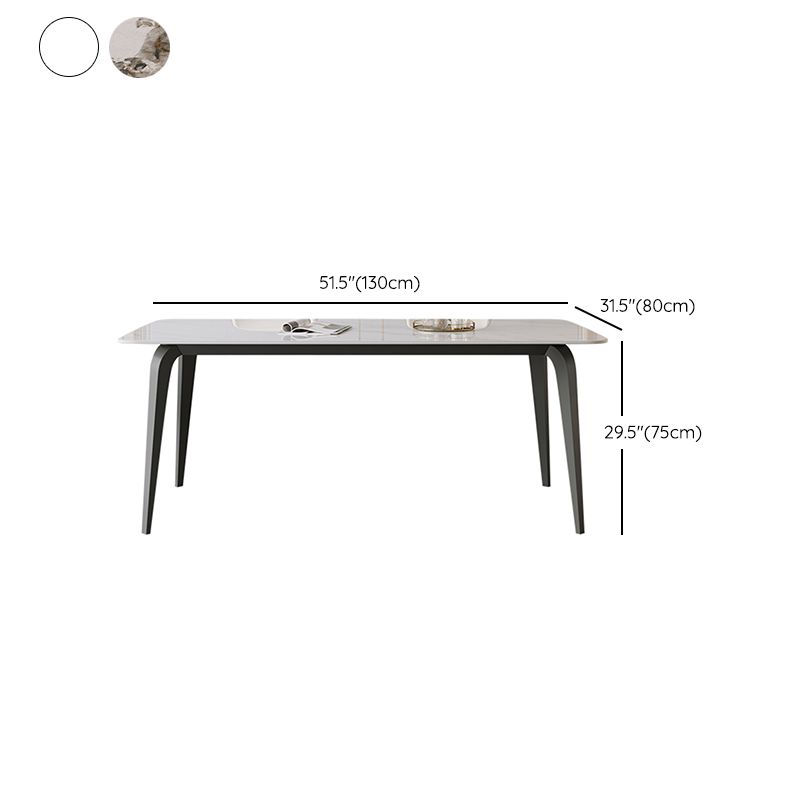 Industrial Rectangle Dining Table Sintered Stone Fixed Kitchen Table