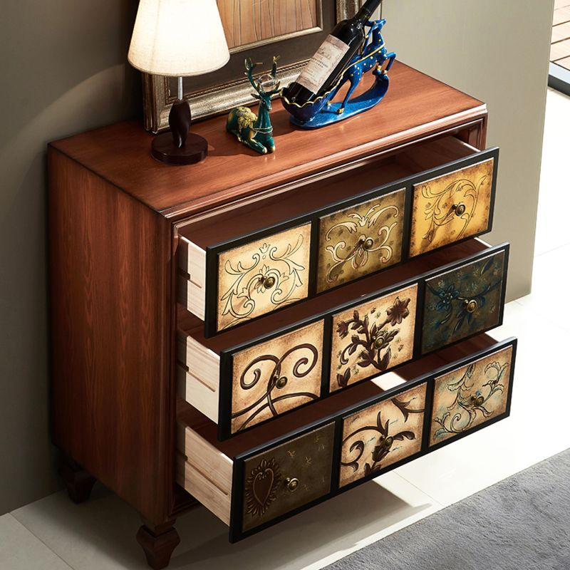 American Traditional Storage Chest Dresser Wooden Storage Chest with Drawers