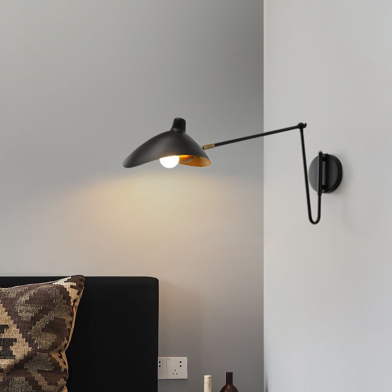 Zeitgenössische verstellbare Wandleuchten Einkopf -Schwarze Wandlampe für Schlafzimmer Wohnzimmer