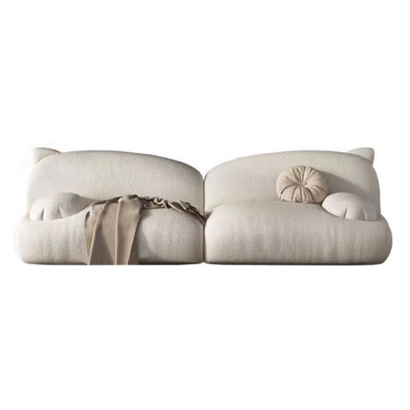 Modernism Cream Cat-Shaped Sofa Pillow Top Arm Wool Sofa - 39.37" D