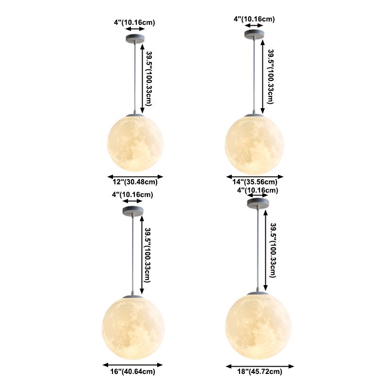 Globe Acrilic Hanging Light, semplice Lampada per tonalità luna per la camera da letto