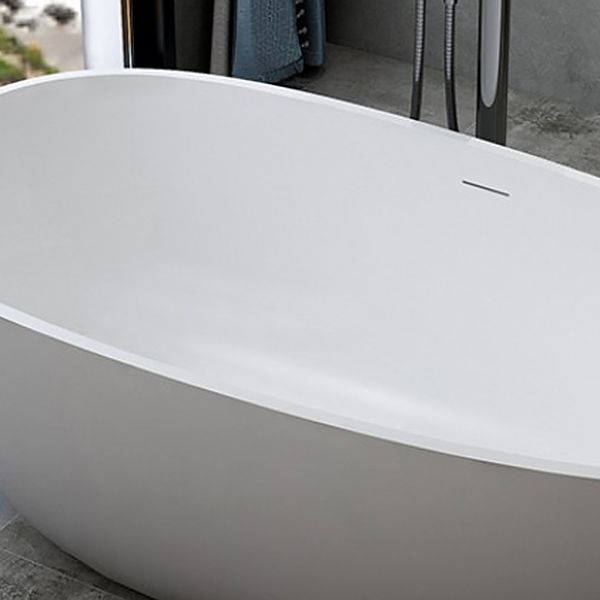 Modern Style Oval Freestanding Bathtub Stone Bathtub with Overflow Trim