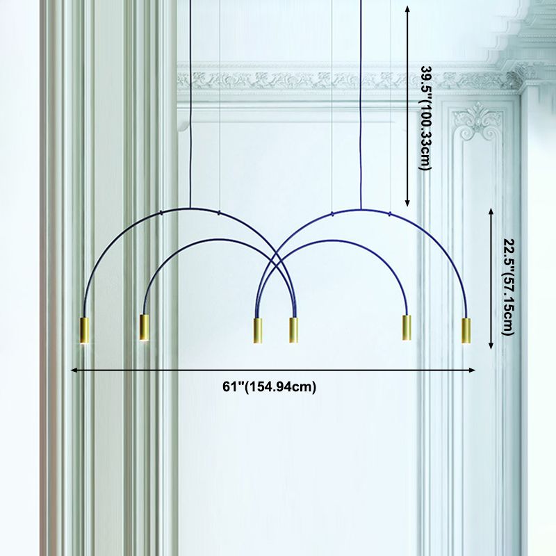 Simple Island Chandelier Lights Modern Style Cylinder Shape Metal Multi Light Pendant