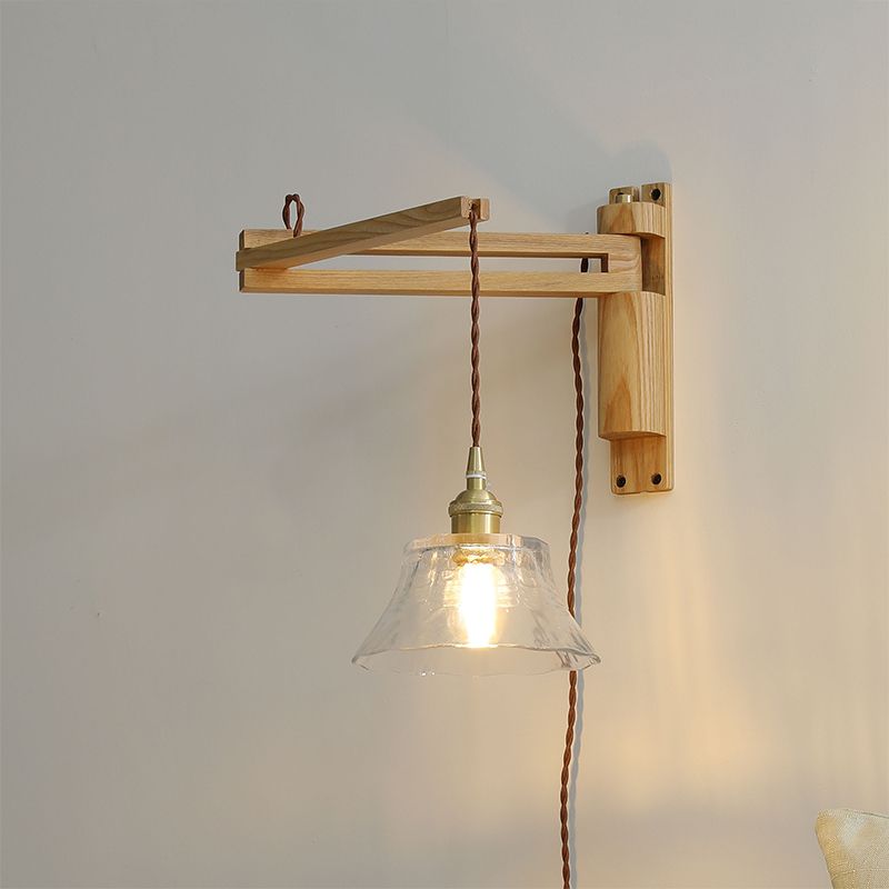 Moderner Stil ausgestatteter Wandmontaglampe Holz 1 Leichte Wandbeleuchtung für Schlafzimmer Wohnzimmer