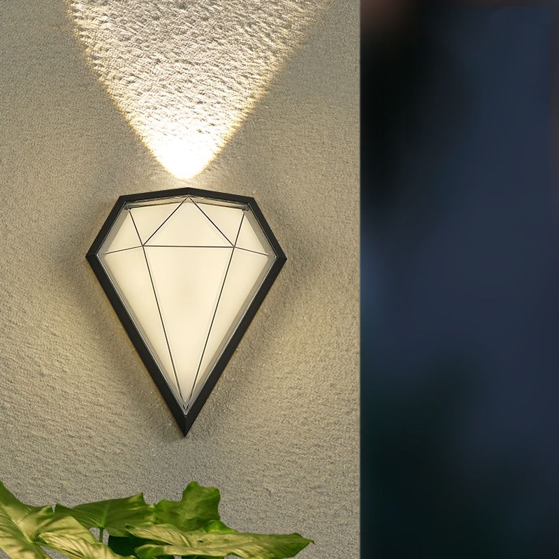 Modern Metal 1-Light Wall Mount Lamp Diamond Outdoor Wall Sconce for Balcony