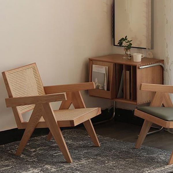 Silla de comedor de madera tradicional, sillón de comedor con respaldo de caña para uso doméstico