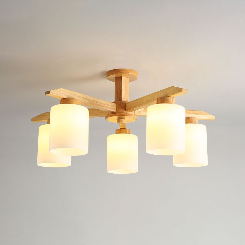 Moderne Flush -Leuchten Holzzylinder Flush Mount Lampe in Braun für Wohnzimmer