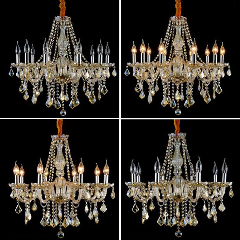 Traditional Unique Chandelier Lights Crystal Hanging Pendant Lights in Gold