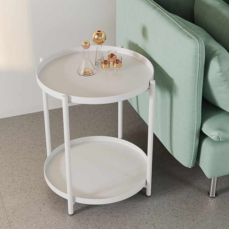 20.4" Tall 4 Legs/Cross Legs End Table Metal Round Tray Top Side End Table