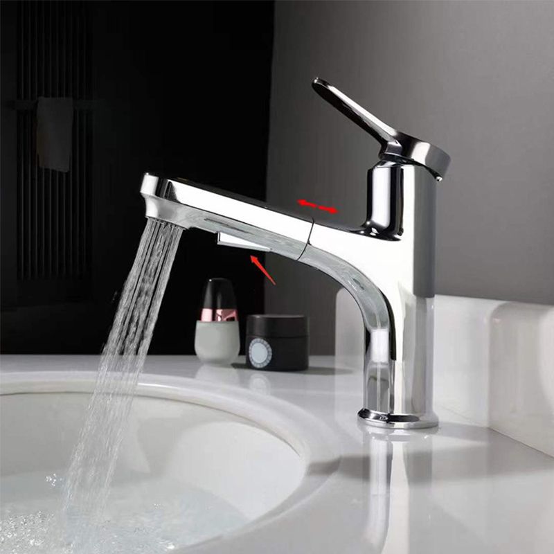 Contemporary Pull-out Faucet Single Lever Handle Faucet for Bathroom