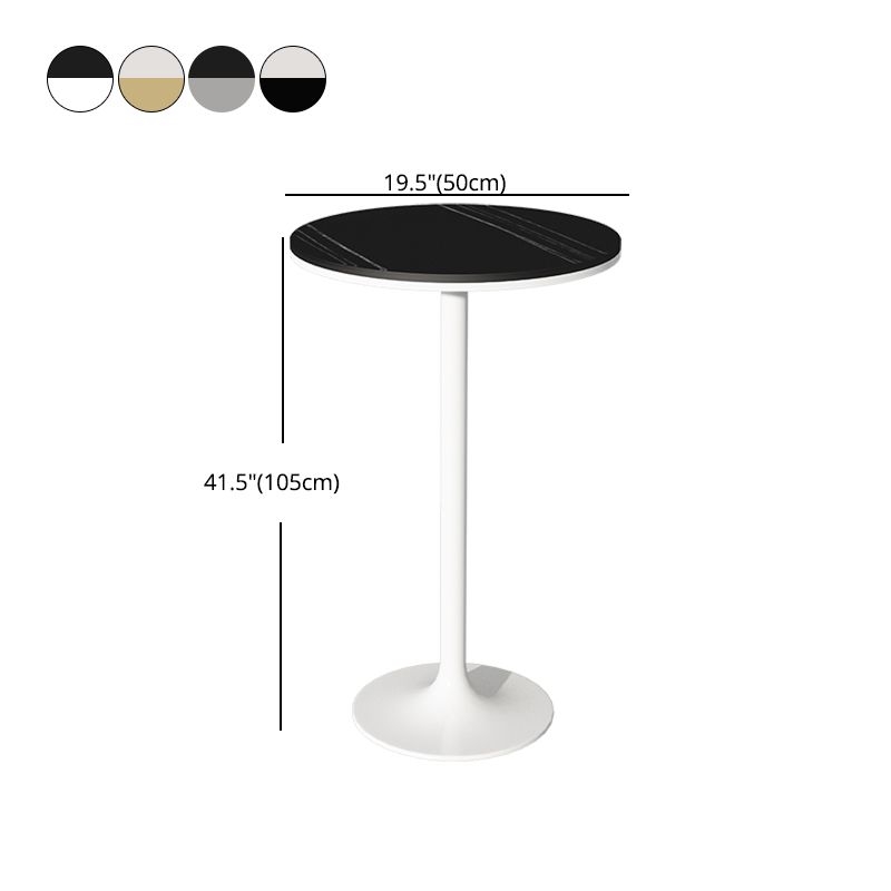 Modern Stone Round Top Bar Table Metal Base Pub Table for Restaurant