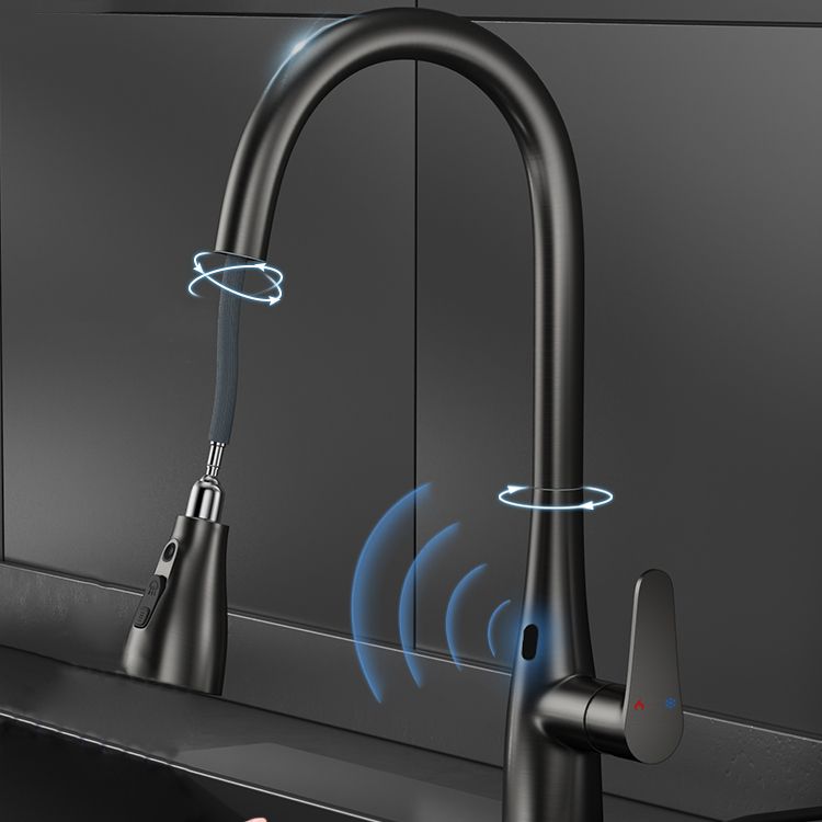 Touchless Sensor Kitchen Bar Faucet Swivel Spout with Pull Down Sprayer