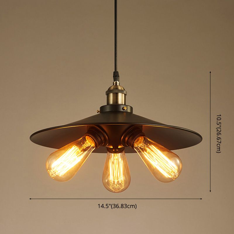 3 Lights Saucer Hanging Lights Retro Industrial Metal Ceiling Fixture for Coffee Shop
