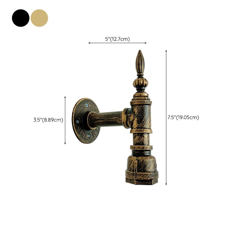 Industrial Wall Sconce Pipe Shape Wall Light with Metal Shade for Shower Room