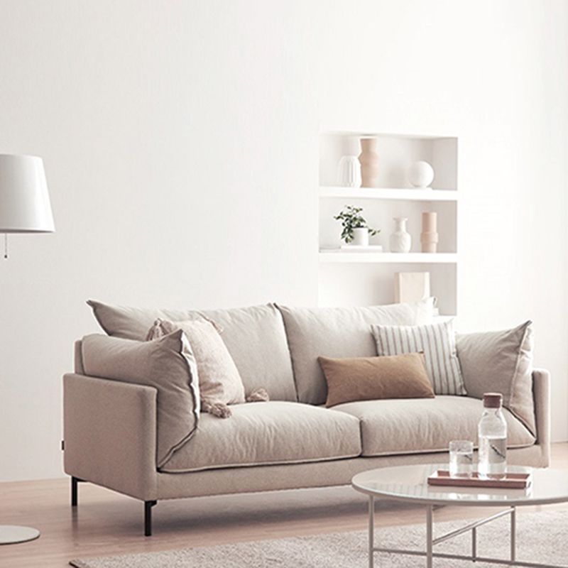 Modern Living Room Fabric Sofa Recessed Arm Loveseat with Black Legs