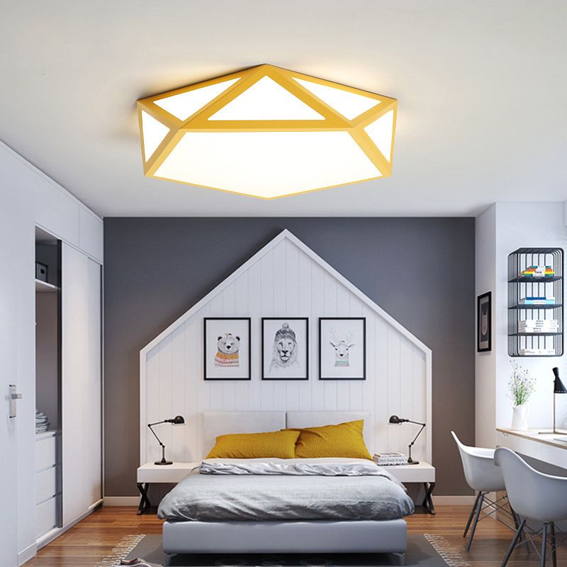 Nordic Style Flush Mount Ceiling Lamp Diamond Shape LED Flush Mount Lighting for Bedroom