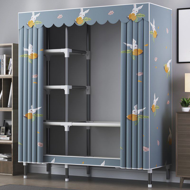 Contemporary Wardrobe Metal Bedroom Wardrobe Closet with Shelves