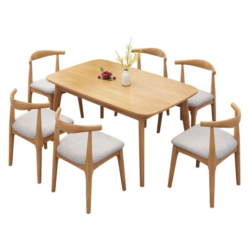 Fixed Wood Top Kitchen Table Set with 4 Legs Base Dining Table Sets for Dining Room