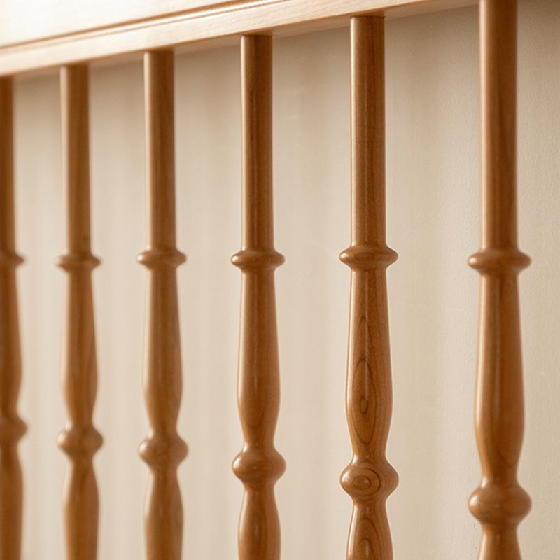 Contemporary Pine Wood Bed in Light Brone Scandinavian Bed with Headboard