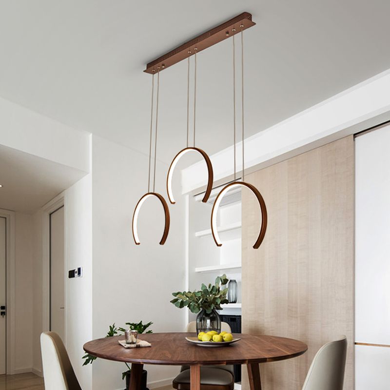 Acryl C-Form Pendelleuchten Leuchtanlage Einfacher Stil Weiß/Kaffee-LED-Decke für Speisesaal