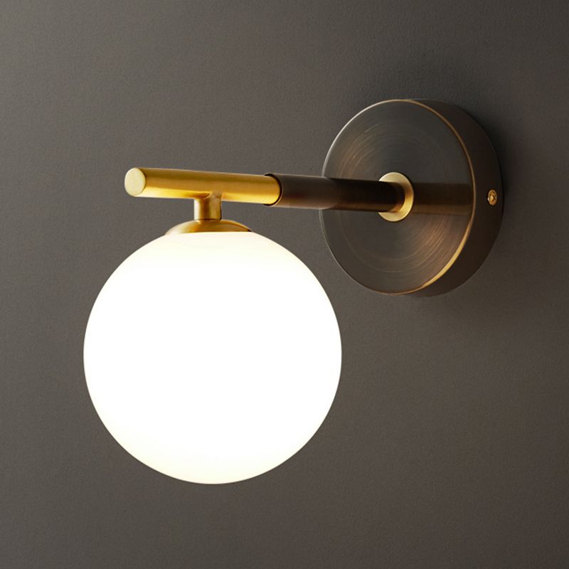 Modern Style Wall Light Ball Shade in Gold Sconces for Bedroom