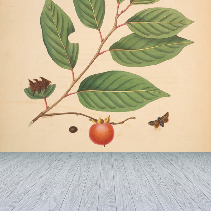 Huge Tree Branch Mural for Bedroom Botanical Wall Decor in Beige, Stain Resistant