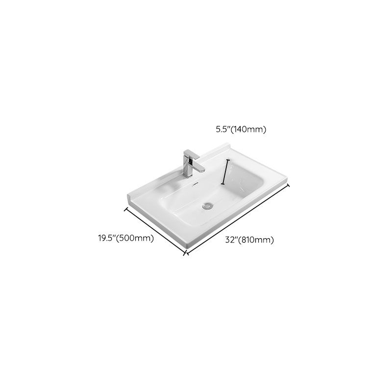 Modern White Bathroom Sink Rectangular Ceramic Bathroom Sink