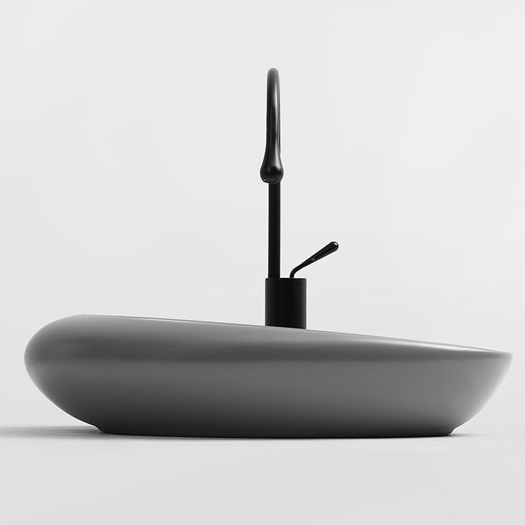 Modern Vessel Bathroom Sink Porcelain Specialty with Pop-Up Drain Wash Stand