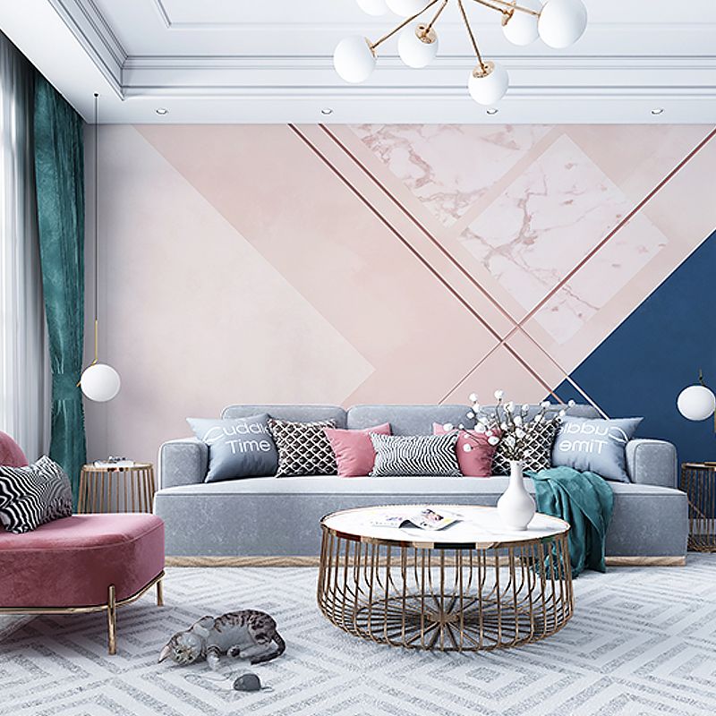Minimalistische Farbblock-Wandtapete in Rosa und Unschärfe, Wohnzimmer-Wandkunst, volle Größe