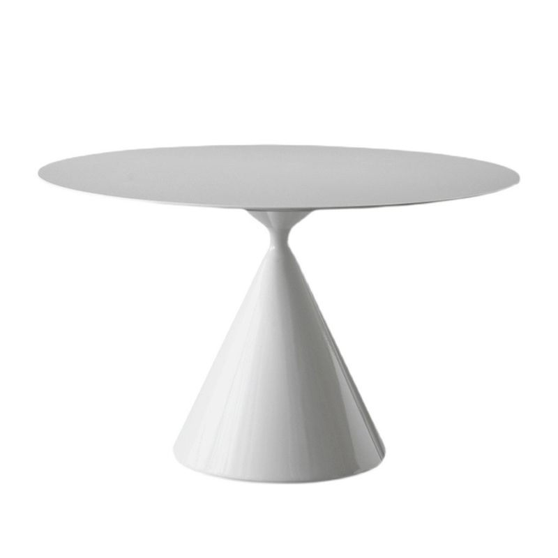 Round Stone Dining Table Modern Pedestal Dining Table in White and Black
