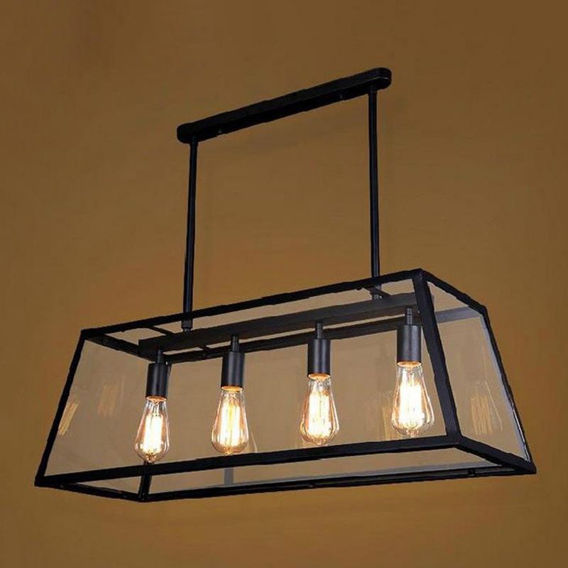 Industrial Trapezoid Island Lighting Metal Multiple-Light Island Pendant