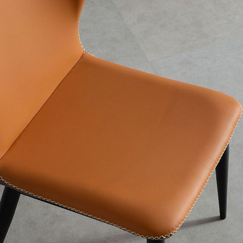 Industrial Design Armless Wingback Side Chair Faux Leather Side Chair