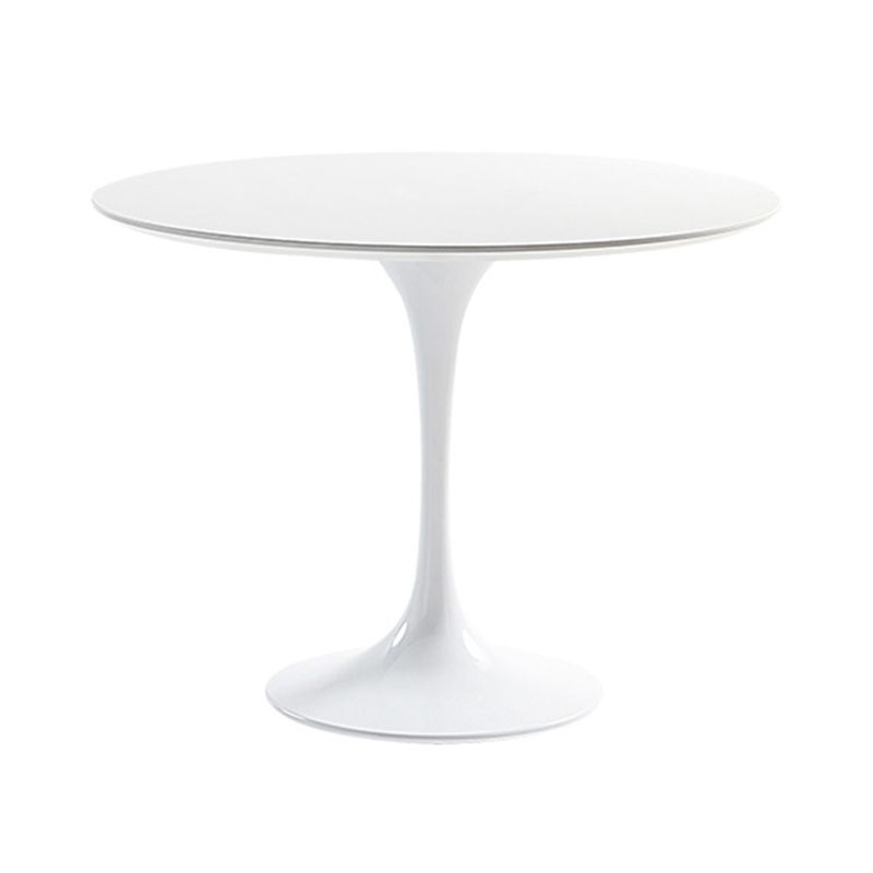 Round Tulip Base Modern Dining Table White Fixed Table with Sintered Stone