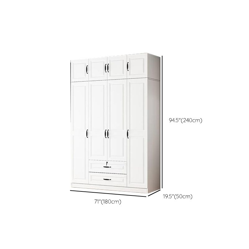 Hinged Wardrobe Cabinet White Wardrobe Armoire with Shelves for Home