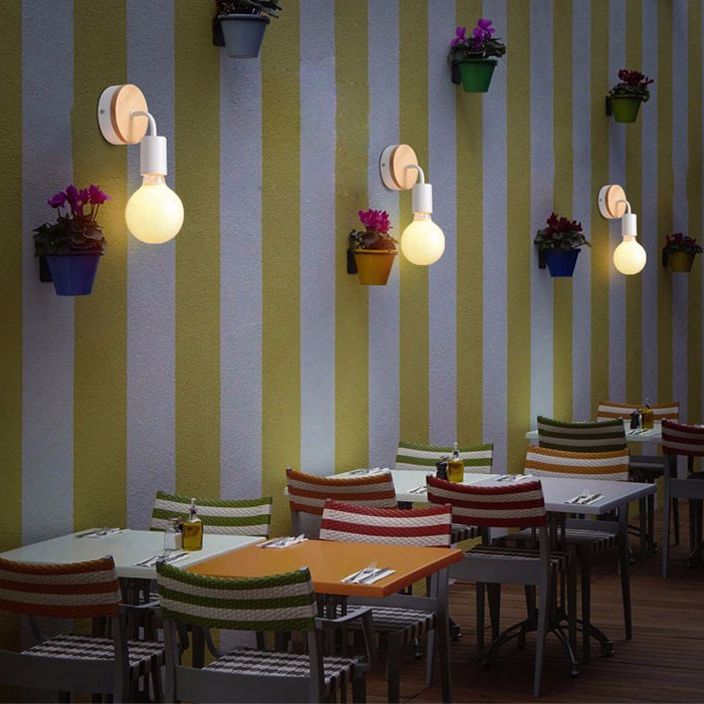 Nórdico estilo minimalista de lámpara de lámpara de madera 1 apliques de luz