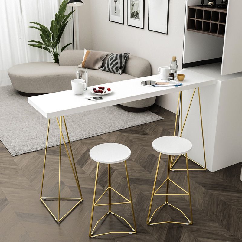 Metal Frame Glam Pub Table Set with Wood Top 1/2/3 Pieces Matte Finish Bar Set for Home