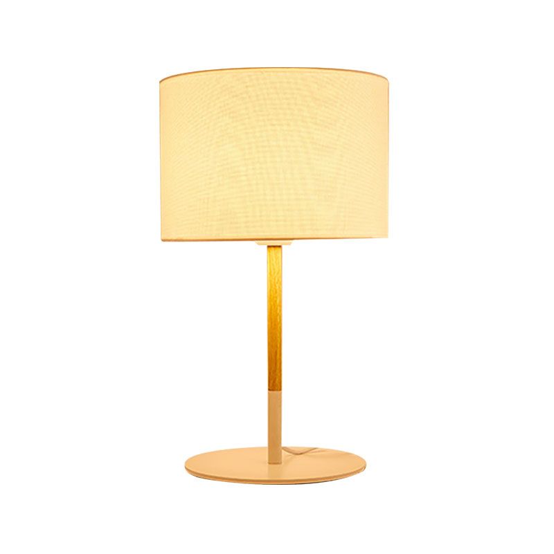 Contemporary Drum Task Light Fabric LED Reading Book Light in White/Black for Bedroom