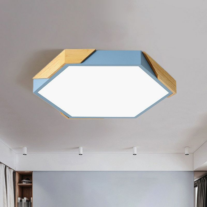 Acrylic Hexagon Shaped LED Flush Mount Lighting Nordic Style Flush Mount Ceiling Light for Bedroom