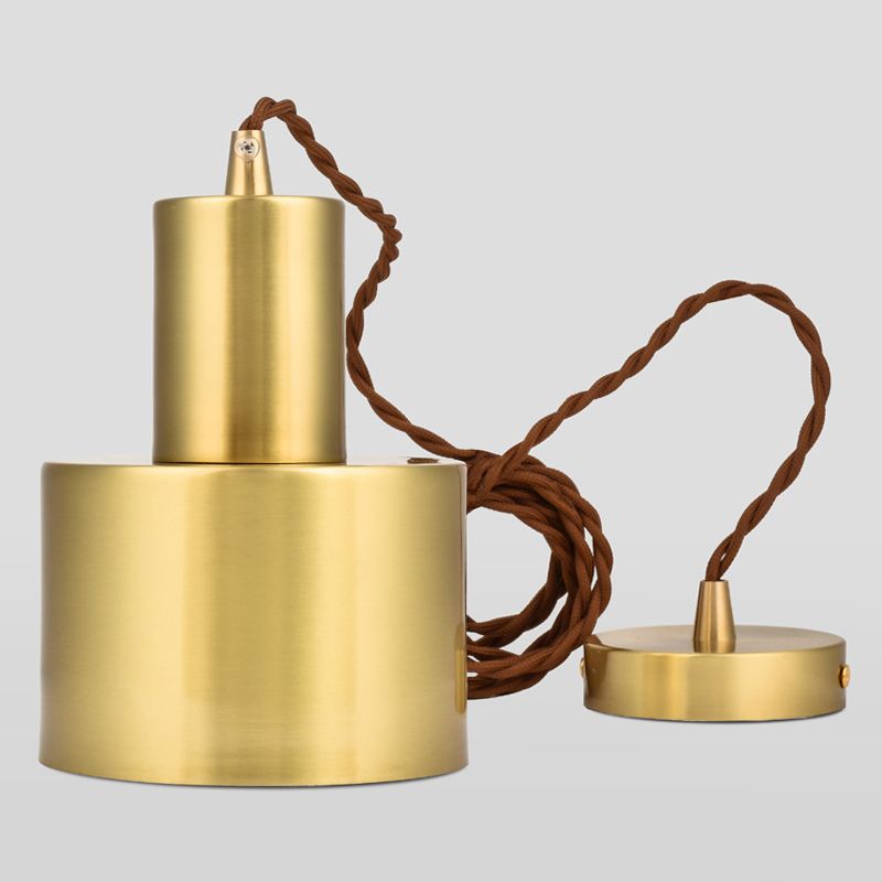 Post-Modern Cylindrical Shape Pendant Light Brass 1 Light Small Suspension Light  for Living Room