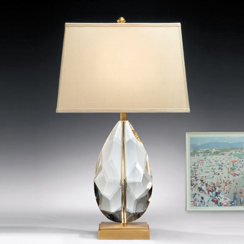 Droplet Shape Task Lighting Modernist Faceted Crystal 1 Bulb Reading Lamp in Gold