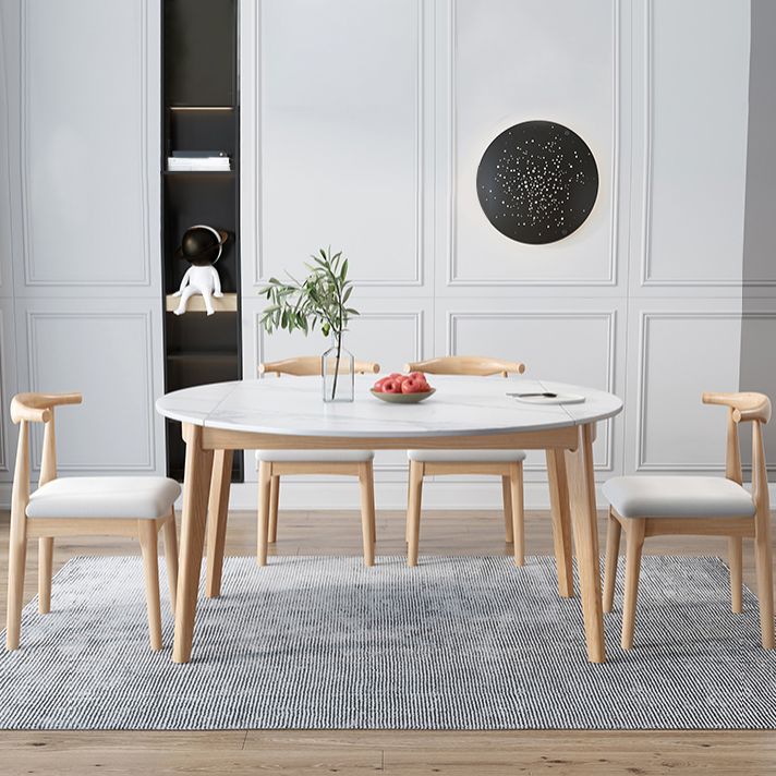 Modern White Round Shape Table Sintered Stone Top Standard Dining Table for Kitchen