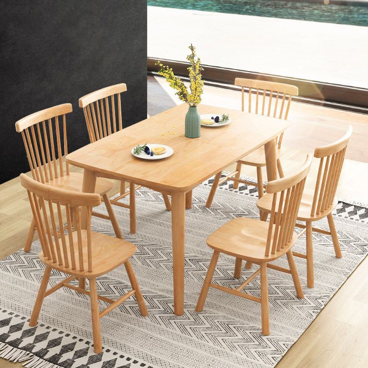 Eenvoud rechthoek eettafel eiken vaste houten tafel met 4 poten voor eetkamer