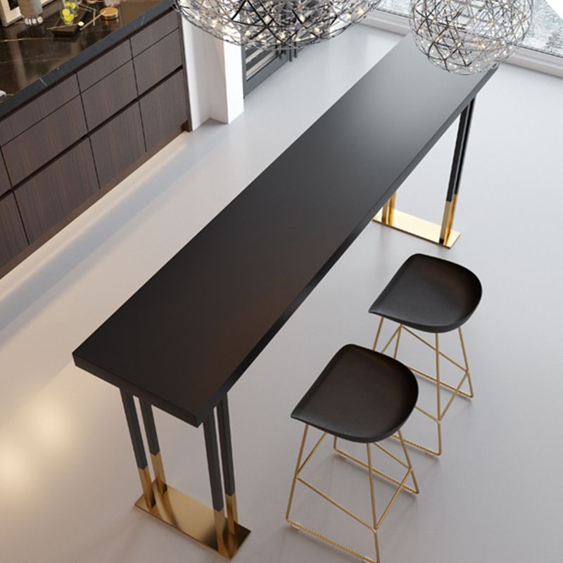 Glam Bar Height Table Solid Wood Top Bistro Bar Table with Double Pedestal Base