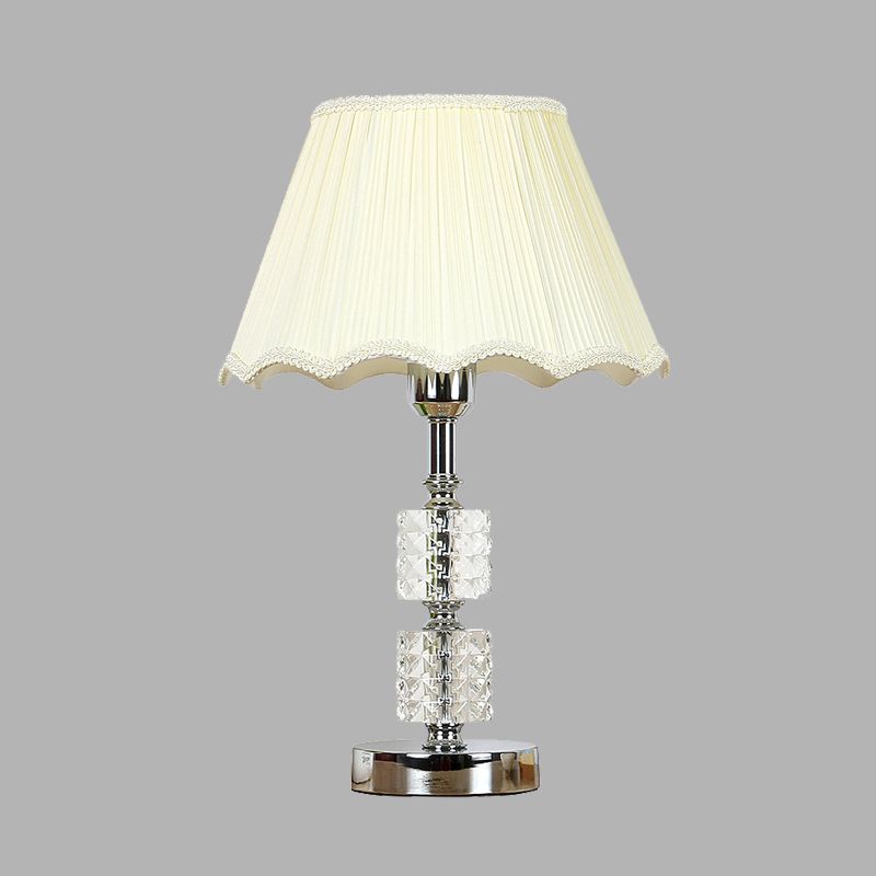 Lampada da comodino da soggiorno minimalista a 1 luce con cilindro in cristallo trasparente in bianco